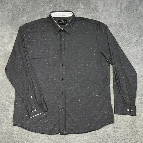 Buttercloth Shirt Men 3XL Gray Stretch Knit Regular Fit Button Up Flip Cuff - Picture 1 of 14